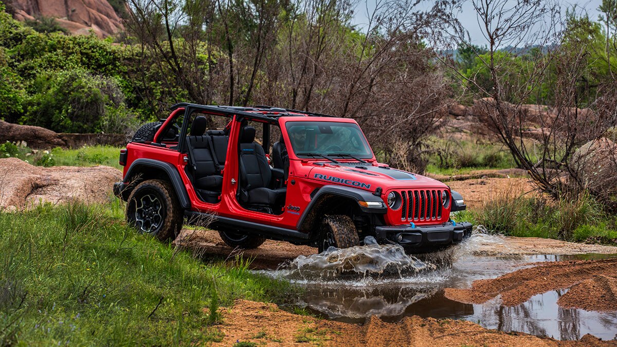 2023 Jeep Wrangler Unlimited 4xe front right in red
